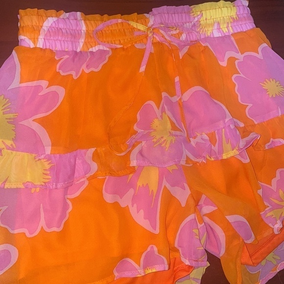 WHITE BIRCH Shorts Women’s Large Floral Ruffle High Waisted flowy tiered y2k - Picture 5 of 9